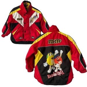 Choko M&M's Toddler Winter Jacket Sz 4 Red Yellow Nascar Racing Cool Novelty GUC